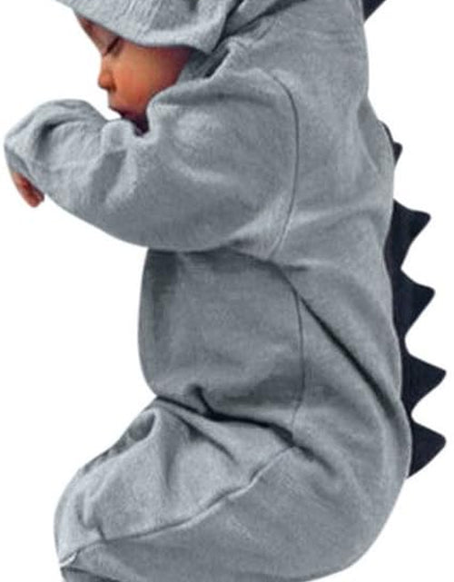Load image into Gallery viewer, 0-18 Months Cute Newborn Infant Baby Boy Girl 3D Dinosaur Hooded Romper Jumpsuit Outfits Clothes (Gray-1, 12-18 Months)
