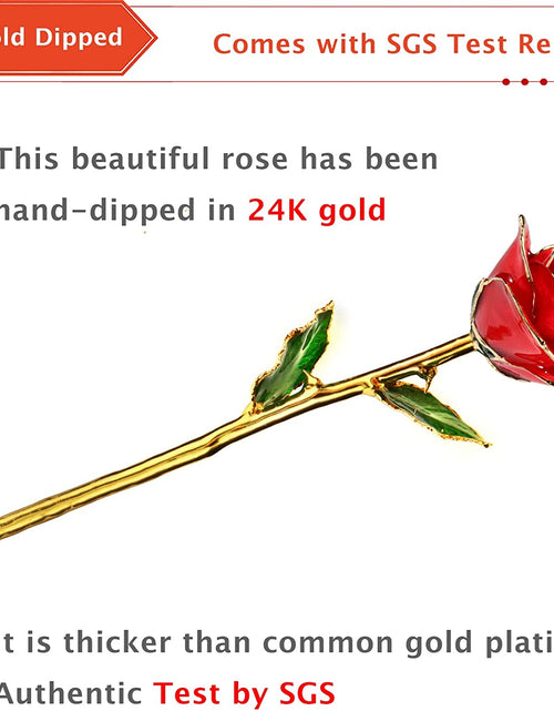 Load image into Gallery viewer, Valentines Day Gift, 24K Gold Dipped Real Rose Gift for Her and Great Valentines Gift for Her Rose(Red with Crystal Vase)
