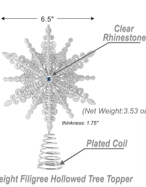 Load image into Gallery viewer, 8 Inch Silver Glittered Filigree Christmas Star Tree Topper Star/Home Décor Ornaments (Silver)
